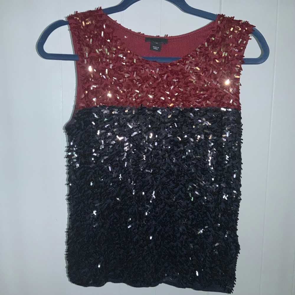J. Crew Collection Sequin Sleeveless Shell Top Bl… - image 1